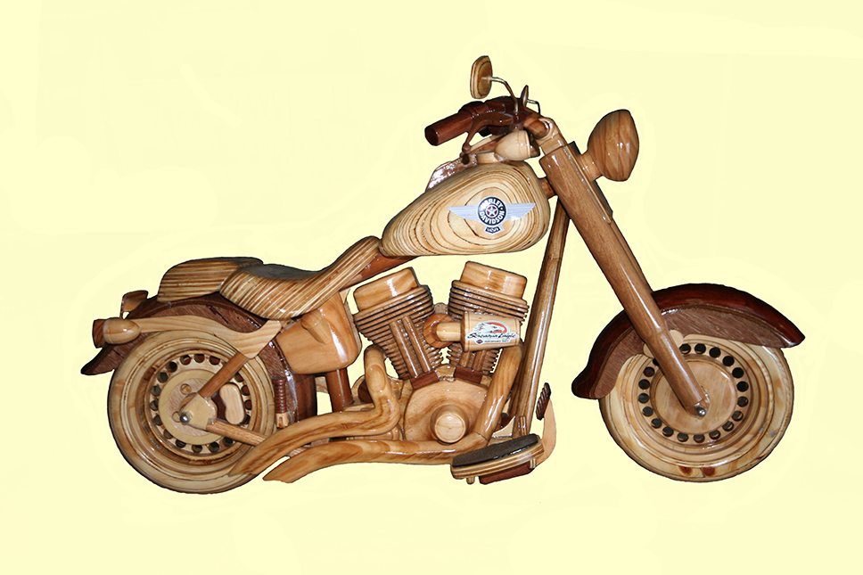 wooden Harley motor bike